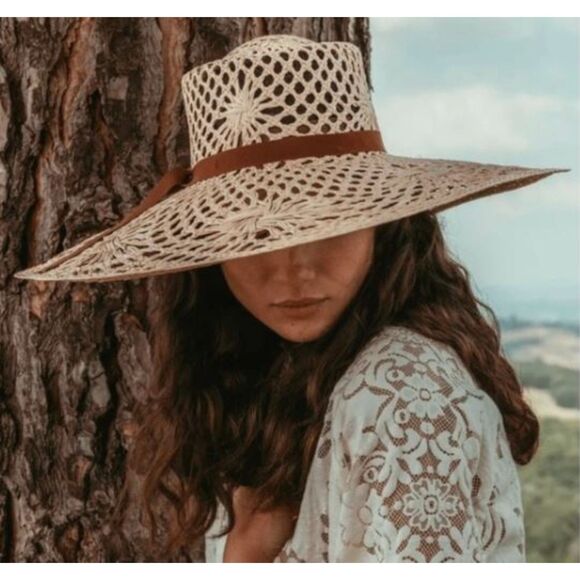 Veronica Beard Accessories - Veronica Beard Meringue Raffia Straw Wide Brim Sun Hat Natural S M NWT 298